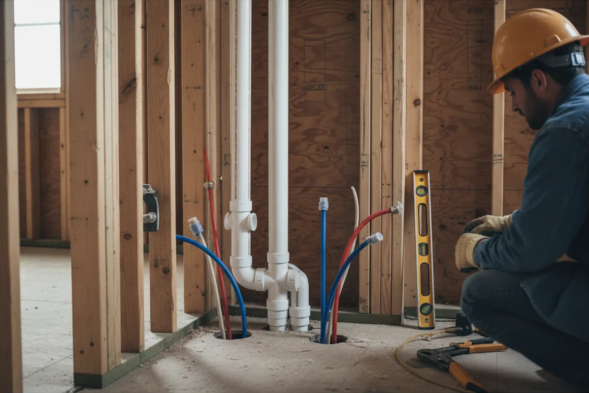 Drain and supply rough-in during Drain Cleaning in East Spencer